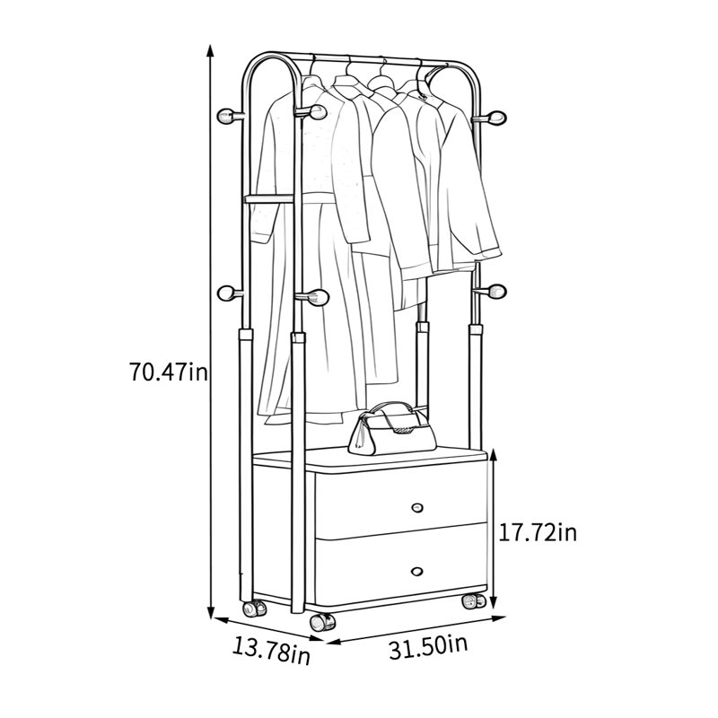 Solid Wood Coat Rack Storage Cabinet, Walnut