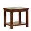 Table de bout en cerisier foncé avec tablette ouverte et grain de bois naturel pour une esthétique et une fonctionnalité de salon améliorées