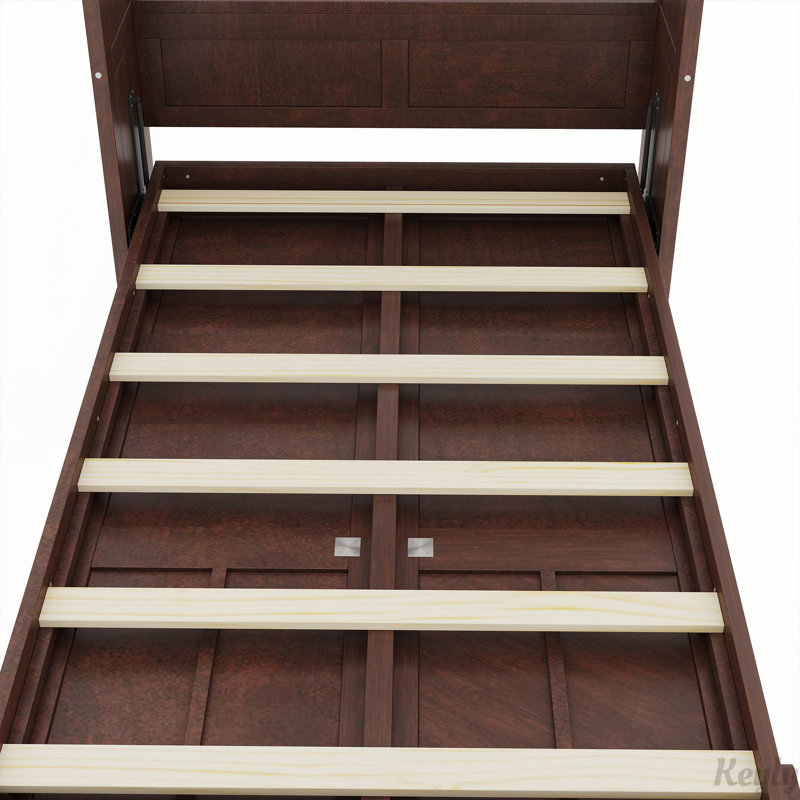 Lit escamotable simple, peut être plié dans une armoire, Espresso