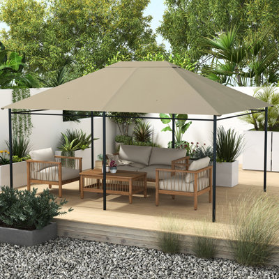 10' X 13' Gazebo Canopy Replacement, Uv30+ Protected Khaki With Ventilation And Drainage Holes