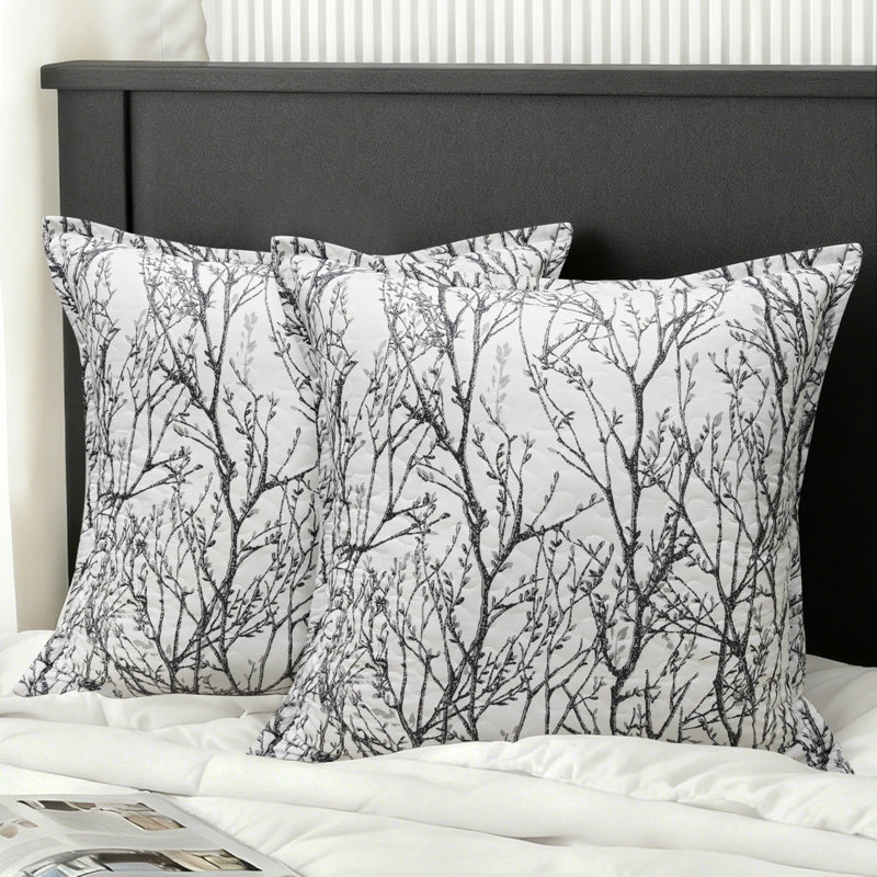 Housse de coussin matelassée pour arbre, Gris / Blanc