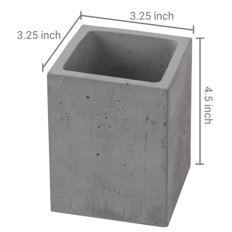 Set of 3 Gray and White Concrete Square Pen Holders