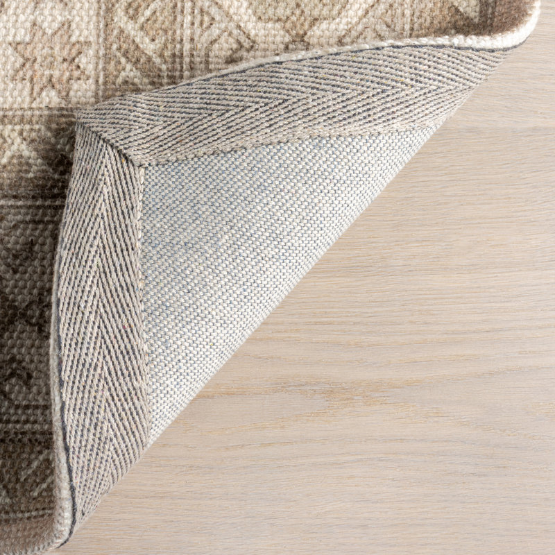 Handmade Beige Wool and Cotton Rectangular Area Rug, 9' x 12'