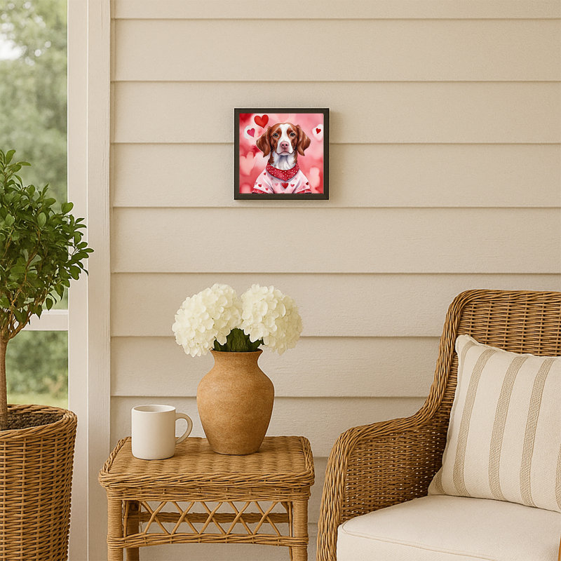 Brittany Spaniel My Valentine Framed Metal Print