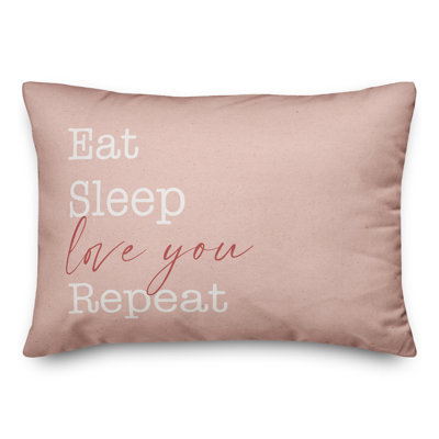  Housse et insert de coussin rectangulaire lombaire Eat Sleep Love