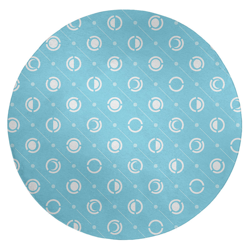 Tapis bleu/blanc lune phases, Rond 5 pi