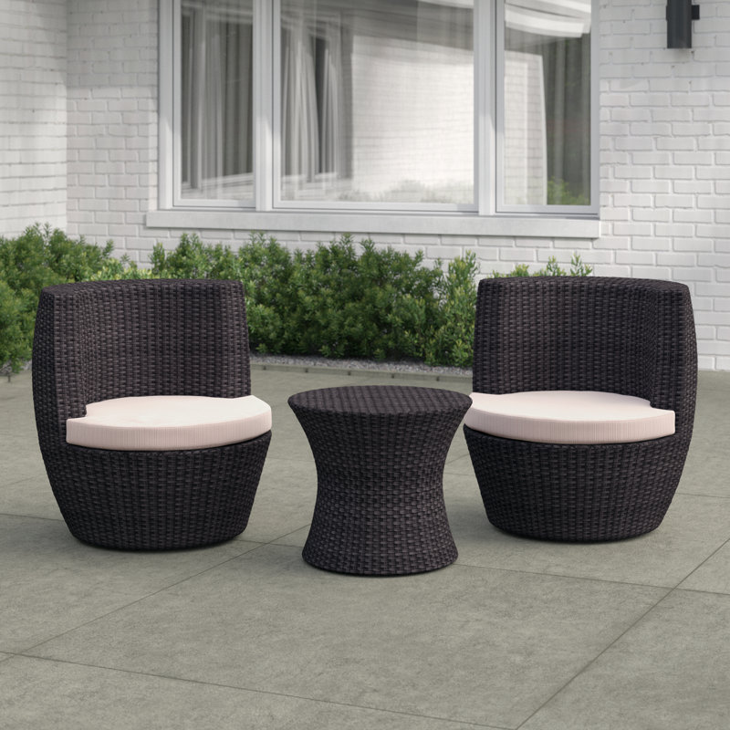 Cange 2 - Person Patio Dining Set Round Table with Cushions Included