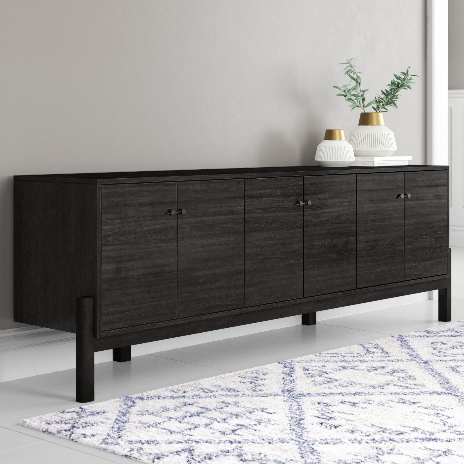 Jeanna 84'' Media Console, Worn Black Parawood