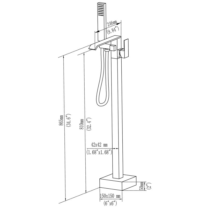 Floor Freestanding Tub Filler with Diverter
