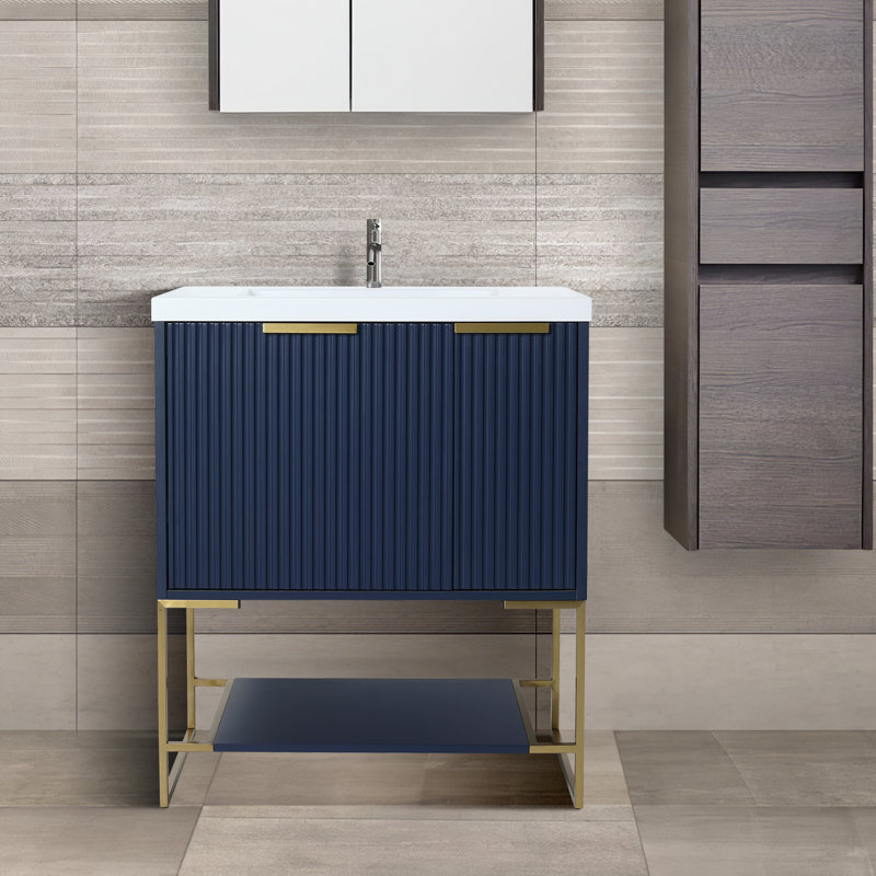 Taralyn 29.5'' Single Bathroom Vanity with Resin Top, Navy Blue