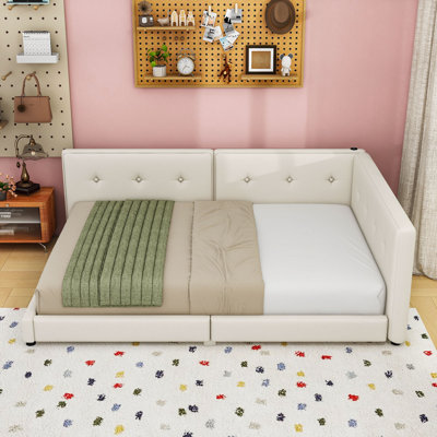 Linen Upholstered Daybed with Built-In USB Ports and Sturdy Wood Frame by Latitude Run
