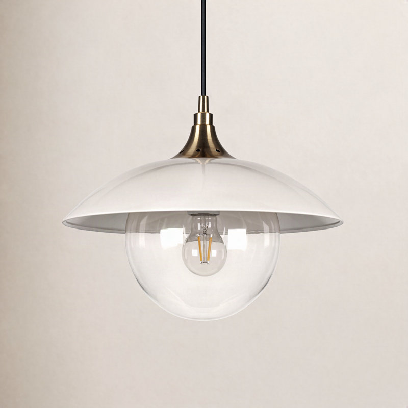 Morine 1 - Light Single Pendant, Pearled White/Brass, Clear