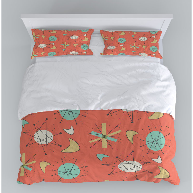 Abstract Duvet Cover, King Duvet Cover + 2 King Shams, Orange/Yellow/Blue