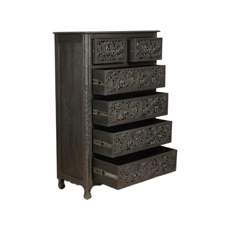 Commode 6 tiroirs Harleen, Noir