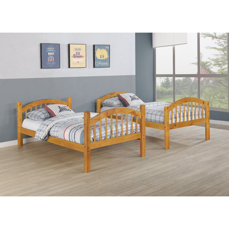 Swen Kids Twin Over Twin Bunk Bed, Oak