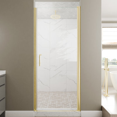 Porte de douche pivotante en verre sans cadre
