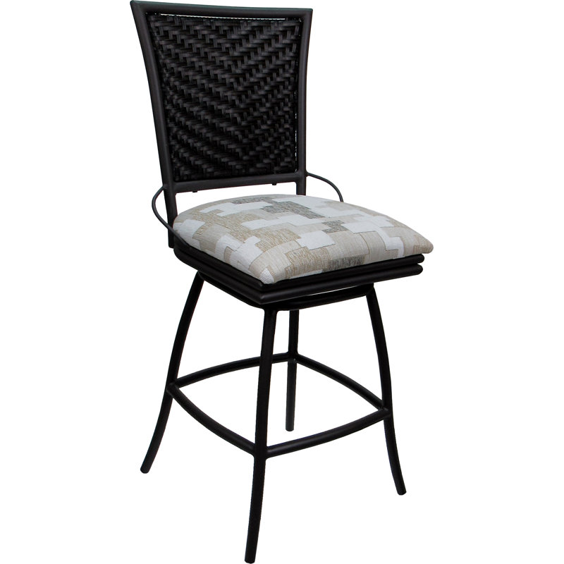 Tabouret de bar d'extérieur d'intérieur 26 po sans accoudoirs, Noir, Blanc