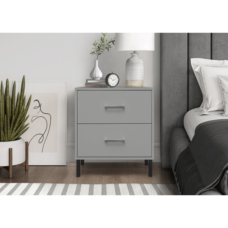 55.12 cm W Bedside Table, Grey