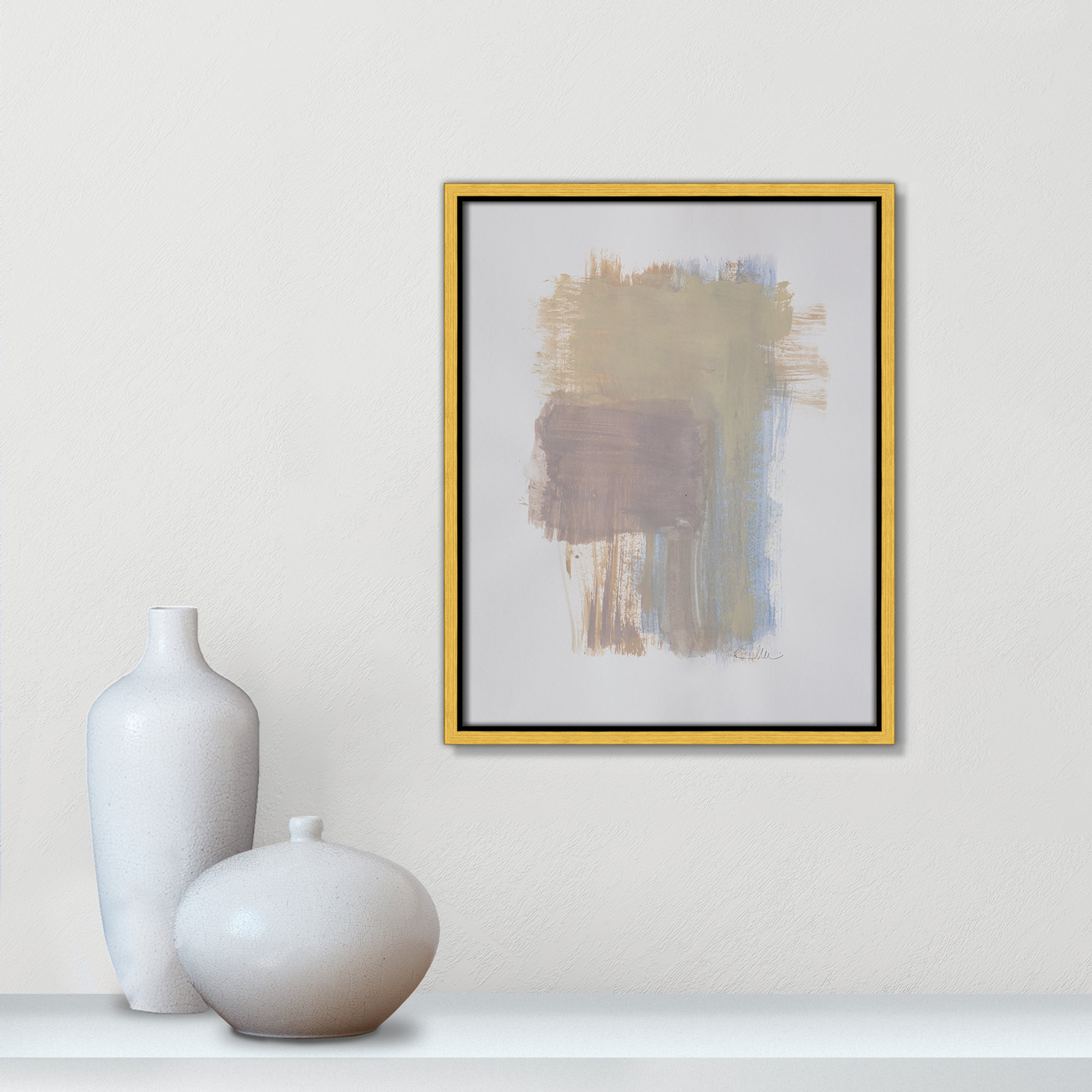 Powder Room Collection Powder Room Wash I Framed On Canvas by Filippo Ioco For  Print, 15.5" H x 12.5" W x 2" D, Gold Framed