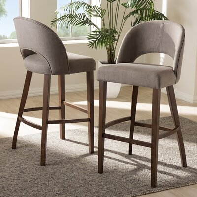 Corrigan StudioÂ® Studio Neche Mid-Century Modern Light Grey Fabric Upholstered Walnut Finished Wood Bar Stool (Set Of 2) -  279EF2B7BDE44B36B4E0552B0873E225