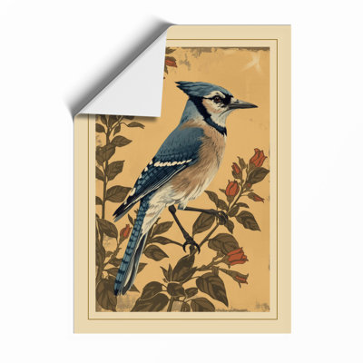 Blue Jay On Branch Vintage - Print