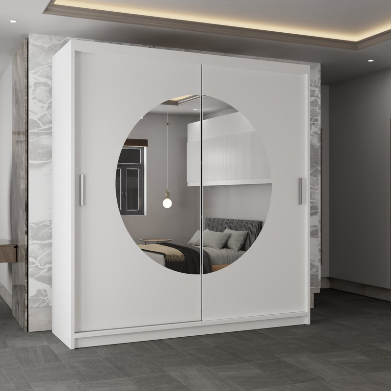 Cevahir 2 Door Manufactured Wood Wardrobe, White, 217cm H x 150cm W x 62cm D