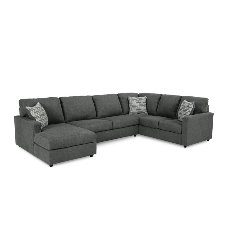 Edenfield Upholstered U-Shaped Sectional, Right Hand Facing, Charcoal 100% Polyester