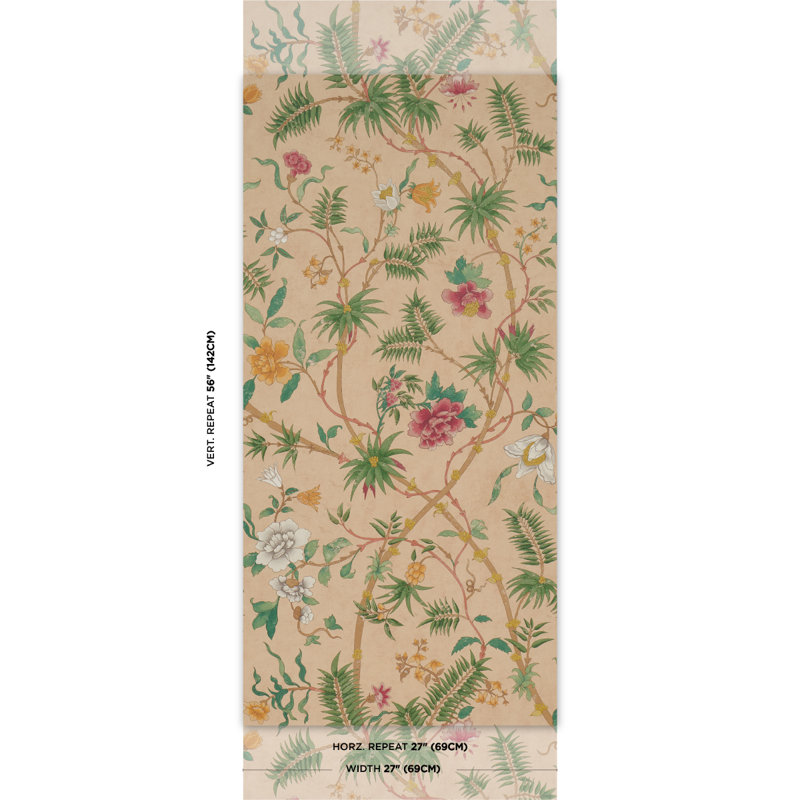 Arasi Floral Non-Woven Wallpaper Roll, Coral