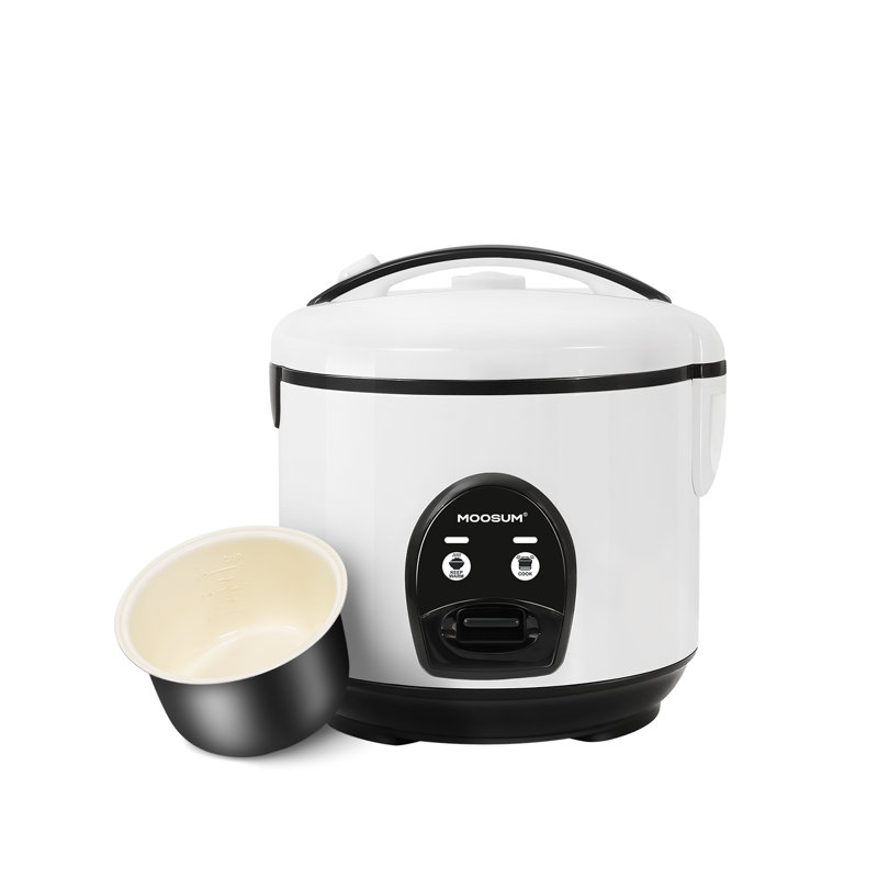 Electric Rice Cooker with One Touch for Asian Japanese Sushi Rice, 5-cup Uncooked/10-cup Cooked, White
