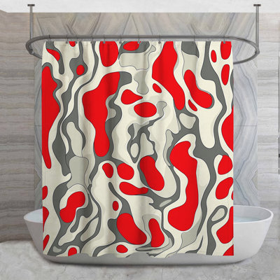 Rideau de douche Red Swirls - Décoration de salle de bain abstraite Art déco