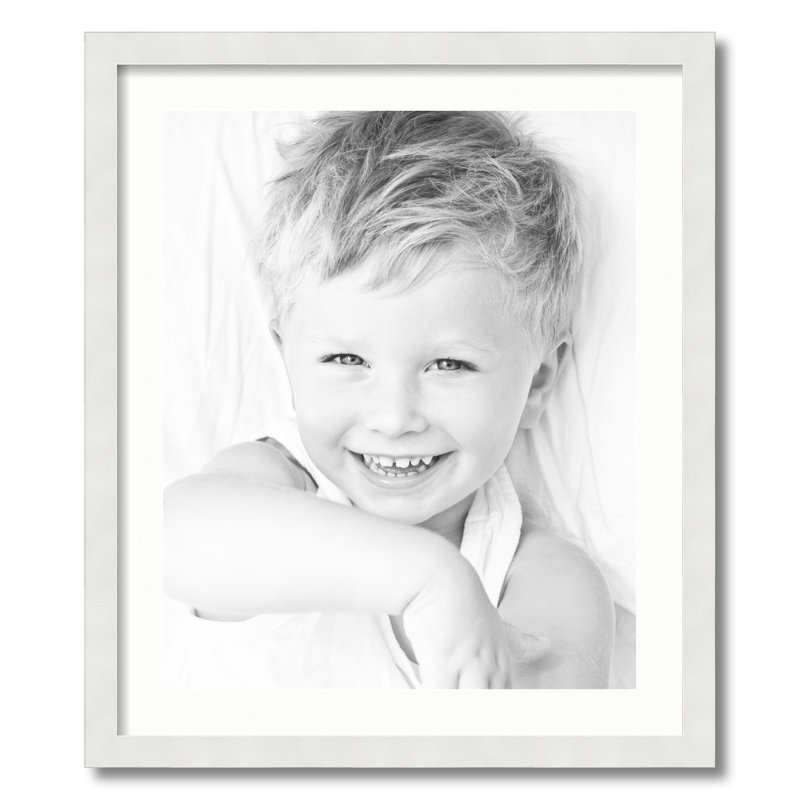 Cadre pour photo simple 18 po x 22 po en bois mat, Tissu blanc