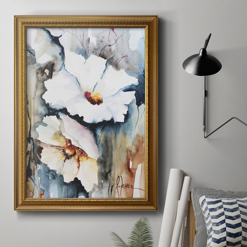 Toile encadrée de qualité supérieure Blooms Aquas II - prête à être accrochée, H 20 po x l 16 po x P 1 po