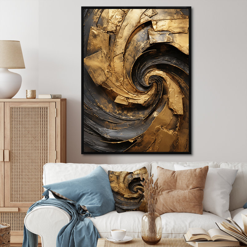 «Mansfield - Abstract Spirals», impression sur toile, H 20 po x l 12 po x P 1 po, Toile avec cadre flottant noir