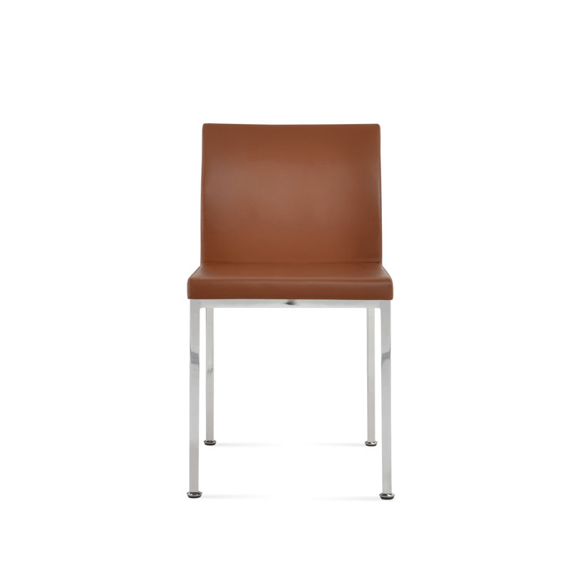 Aria Metal Adjuster Side Chair, Chrome, Bone Faux Leather