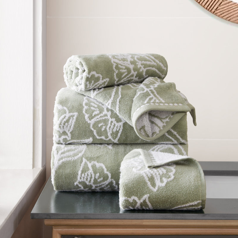 Serviettes de bain à motif floral Jessica Simpson, Sauge du désert, 2 serviettes de bain et 2 serviettes à main