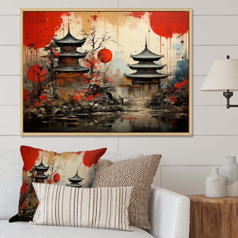 Asian Art Urban Fusion, reproduction d'art sur toile, Cadre flottant érable, H 12 po x l 20 po x P 1 po
