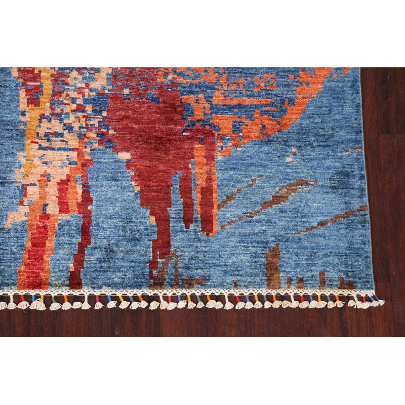 Vegetable Dye Abstract Area Rug 7x9