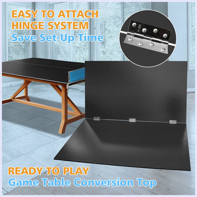 Plateau de table de tennis de table pliable et portable de 8,5 pi de taille moyenne pour jeux d'intérieur, Noir