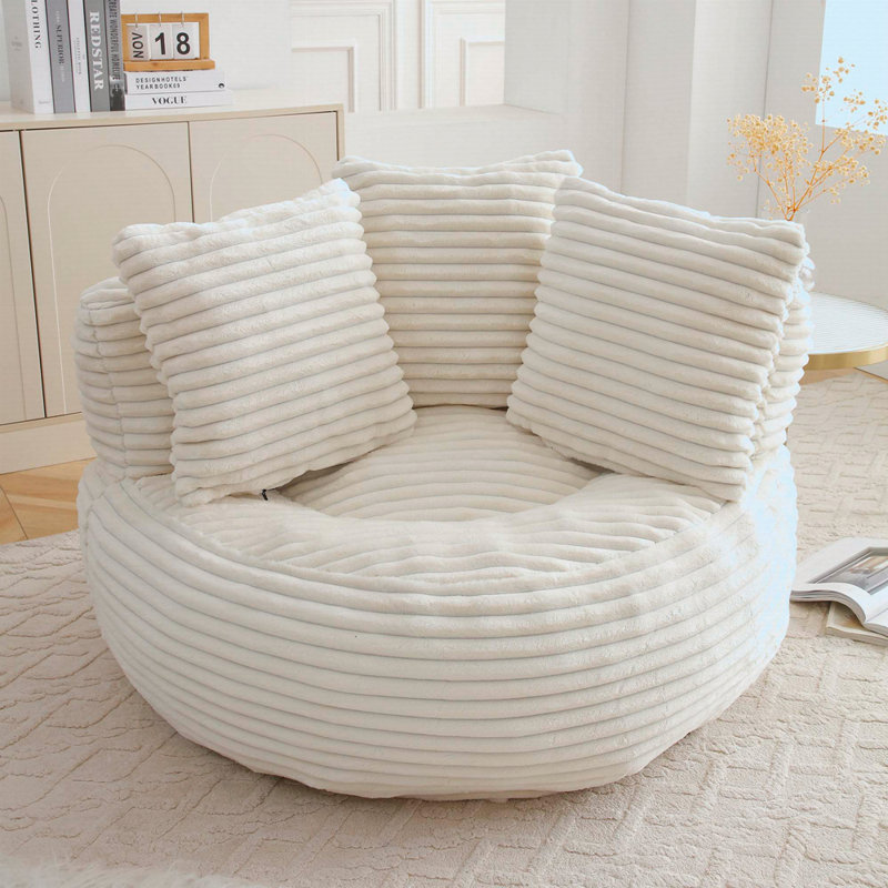 Canapé paresseux surdimensionné à dossier haut, Velours côtelé beige