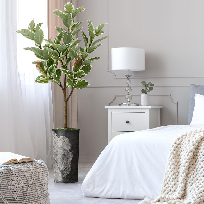 Arbre artificiel en fleur noire et blanche, Tree Ring Dark Grey