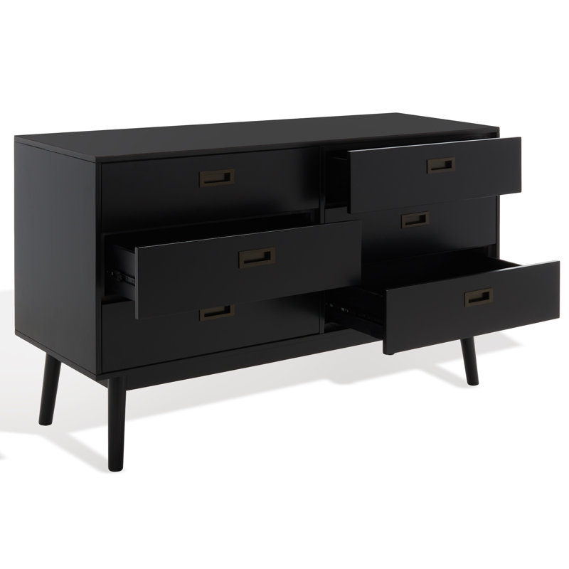 6 Drawer 56'' W Double Dresser, Black