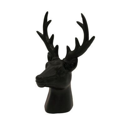Tête de cerf noir en résine, figurines, brun, résine, plateau de table, salon, Noël, décoration de Noël