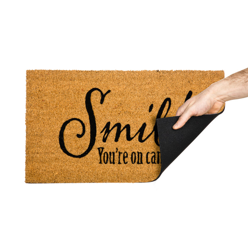 Tapis en fibre de coco 28 "x 16" Jerramy, sourire