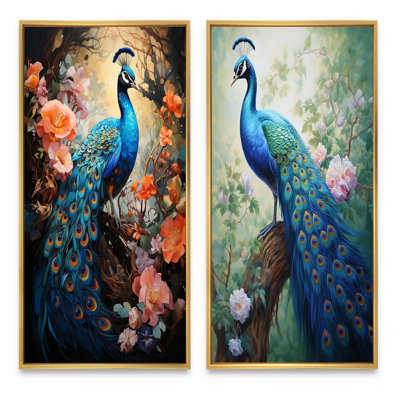 Peacock Luminous - Peacock Wall Art Set of 2 Piece
