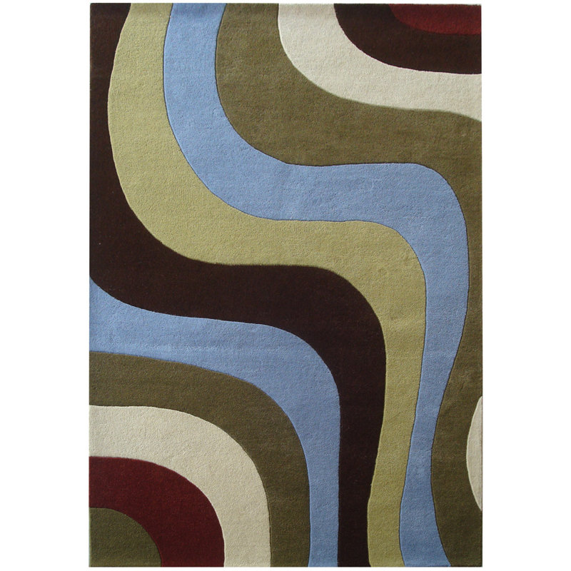 Charbonneau Drive Hand Tufted Wool Pile Abstract Rug, Rectangle 3'6" x 5'6"