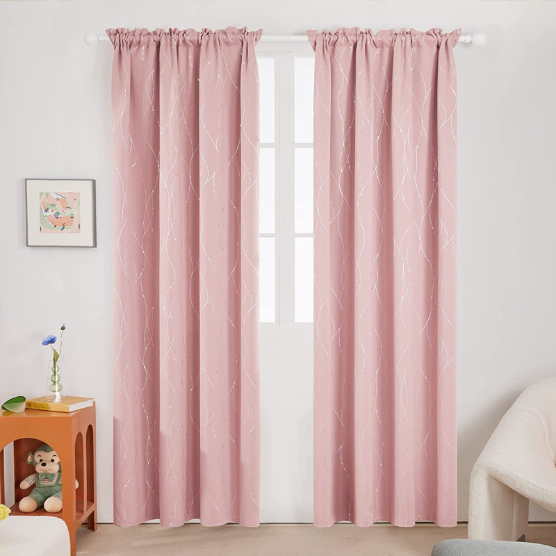 Flurin Room Darkening Curtain Pair, Coral Pink, 52" W x 84" L