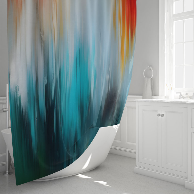 Rideau de douche simple airrion, H 72 po x l 70 po, Bleu / gris