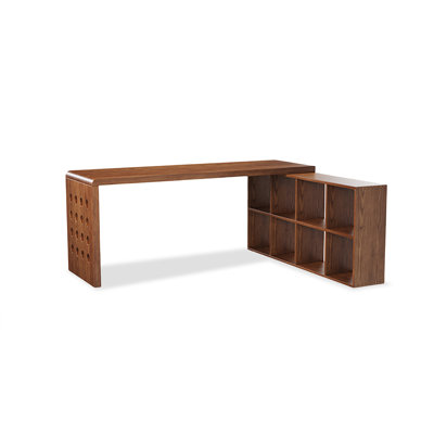 Bureau rectangulaire brun en bois massif