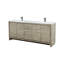 Meuble-lavabo double 80 po Rustic X P 20 po D, dessus en quartz blanc et robinet en métal