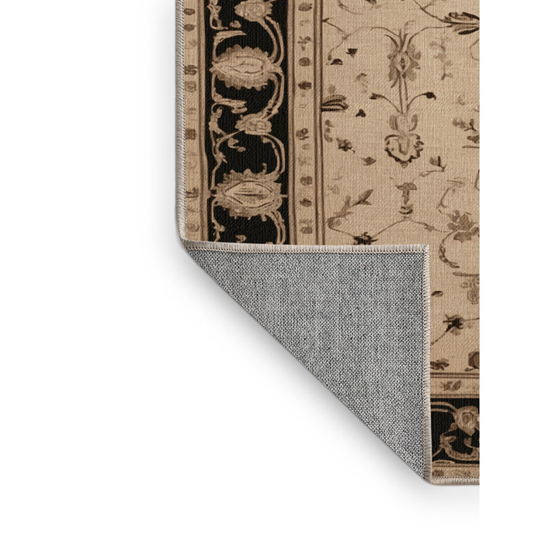 Tapis brun français lavable à la machine, Rond 8 pi